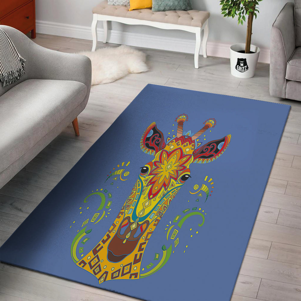Portrait Giraffe Colorful Print Floor Mat-grizzshop