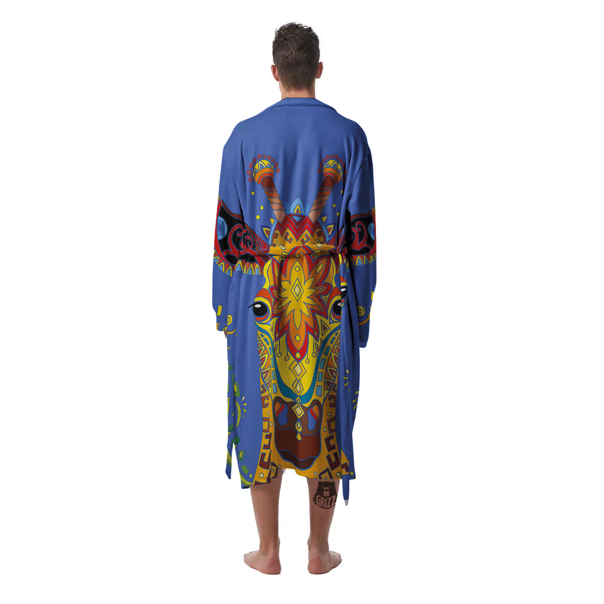 Portrait Giraffe Colorful Print Men's Robe-grizzshop