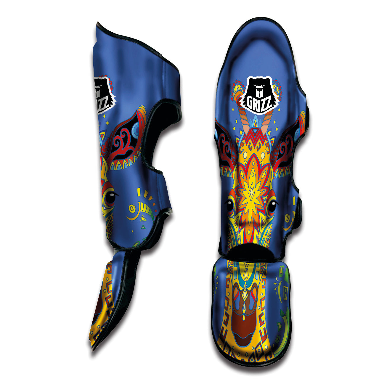 Portrait Giraffe Colorful Print Muay Thai Shin Guards-grizzshop