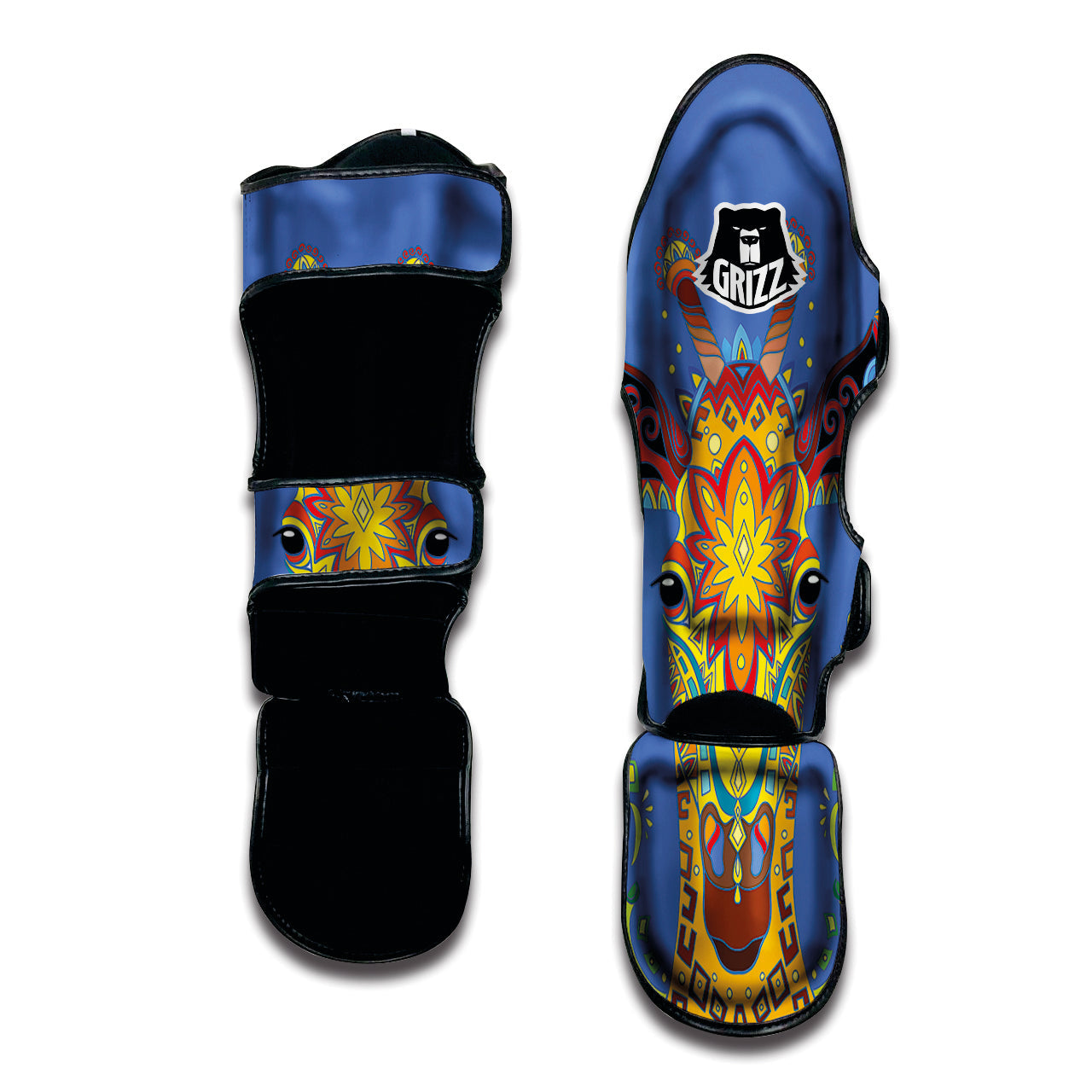 Portrait Giraffe Colorful Print Muay Thai Shin Guards-grizzshop