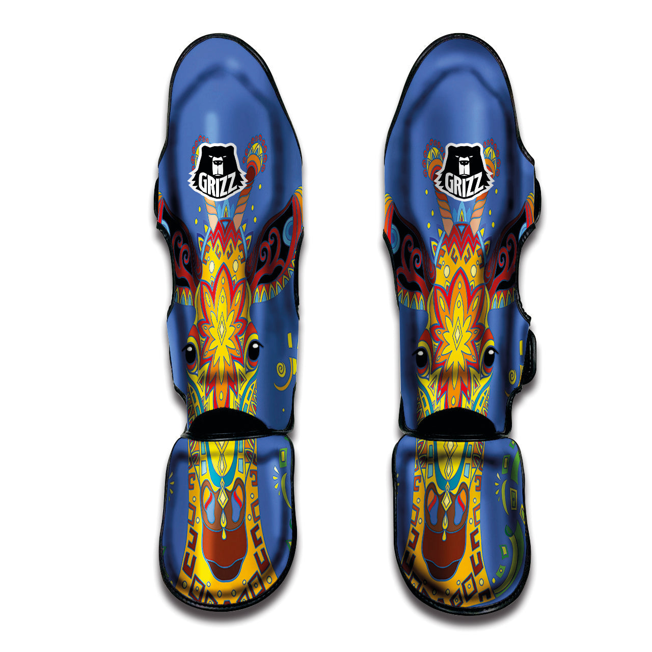 Portrait Giraffe Colorful Print Muay Thai Shin Guards-grizzshop