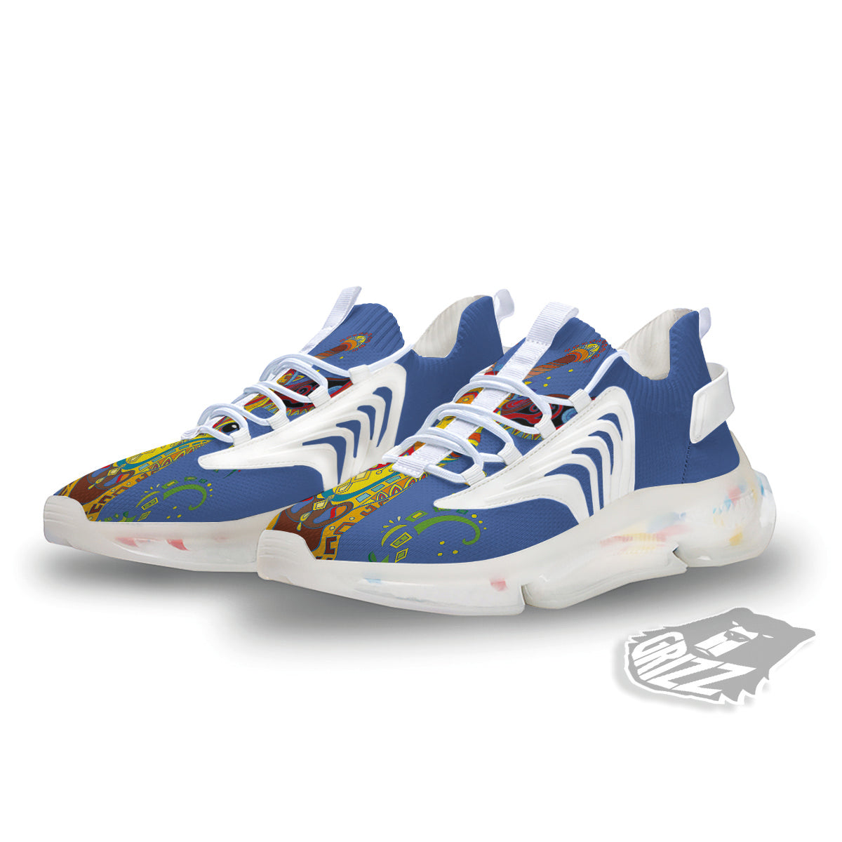 Portrait Giraffe Colorful Print White Gym Shoes-grizzshop