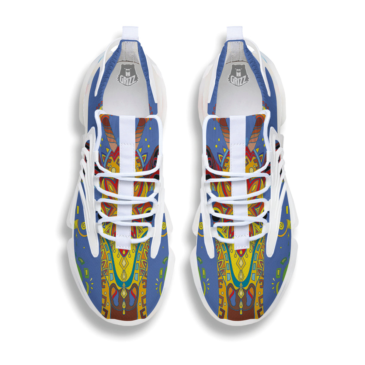 Portrait Giraffe Colorful Print White Gym Shoes-grizzshop