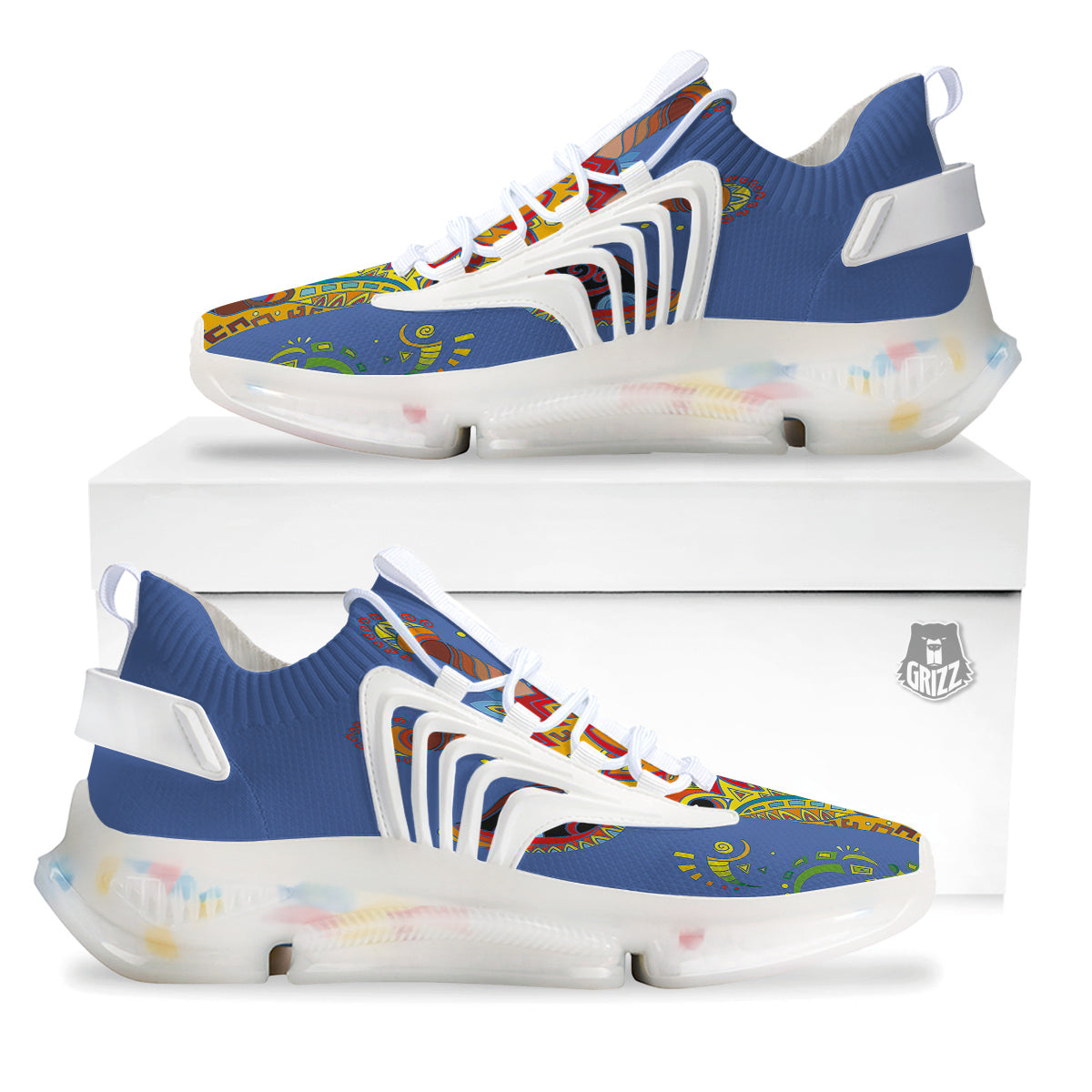 Portrait Giraffe Colorful Print White Gym Shoes-grizzshop
