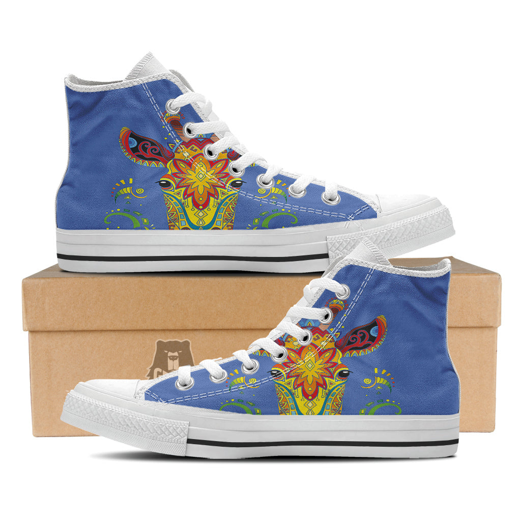 Portrait Giraffe Colorful Print White High Top Shoes-grizzshop