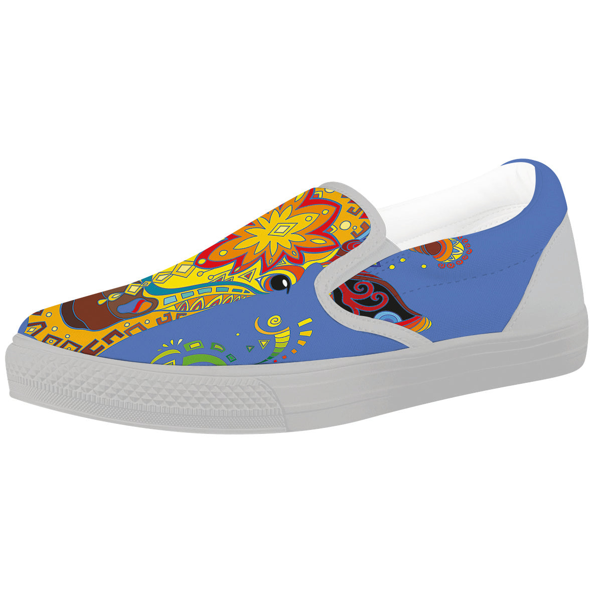 Portrait Giraffe Colorful Print White Slip On Shoes-grizzshop