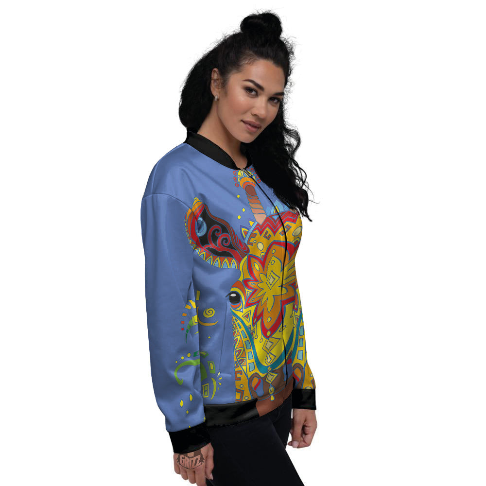 Portrait Giraffe Colorful Print Women's Bomber Jacket-grizzshop