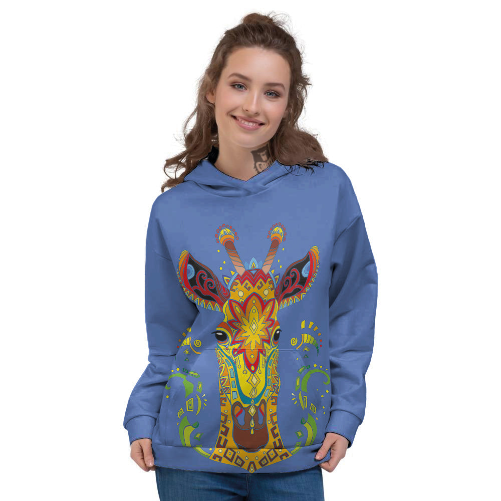 Portrait Giraffe Colorful Print Women's Hoodie-grizzshop