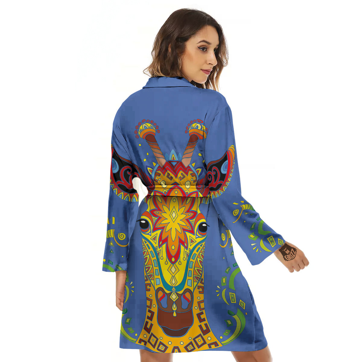 Portrait Giraffe Colorful Print Women's Robe-grizzshop