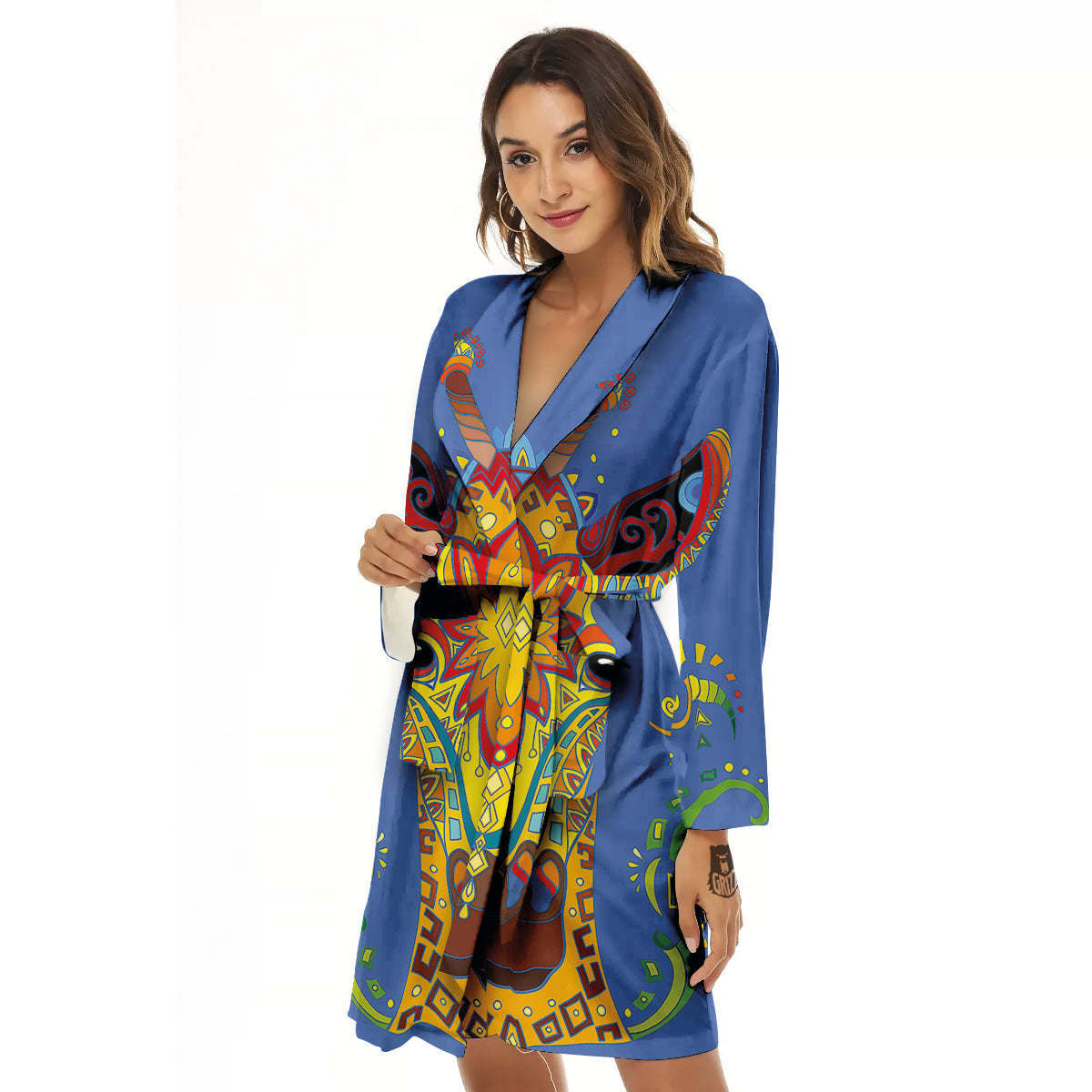 Portrait Giraffe Colorful Print Women's Robe-grizzshop