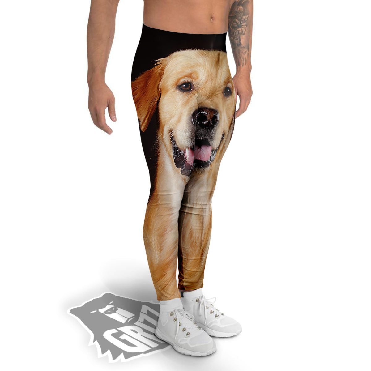 Portrait Golden Retriever Print Men's Leggings-grizzshop