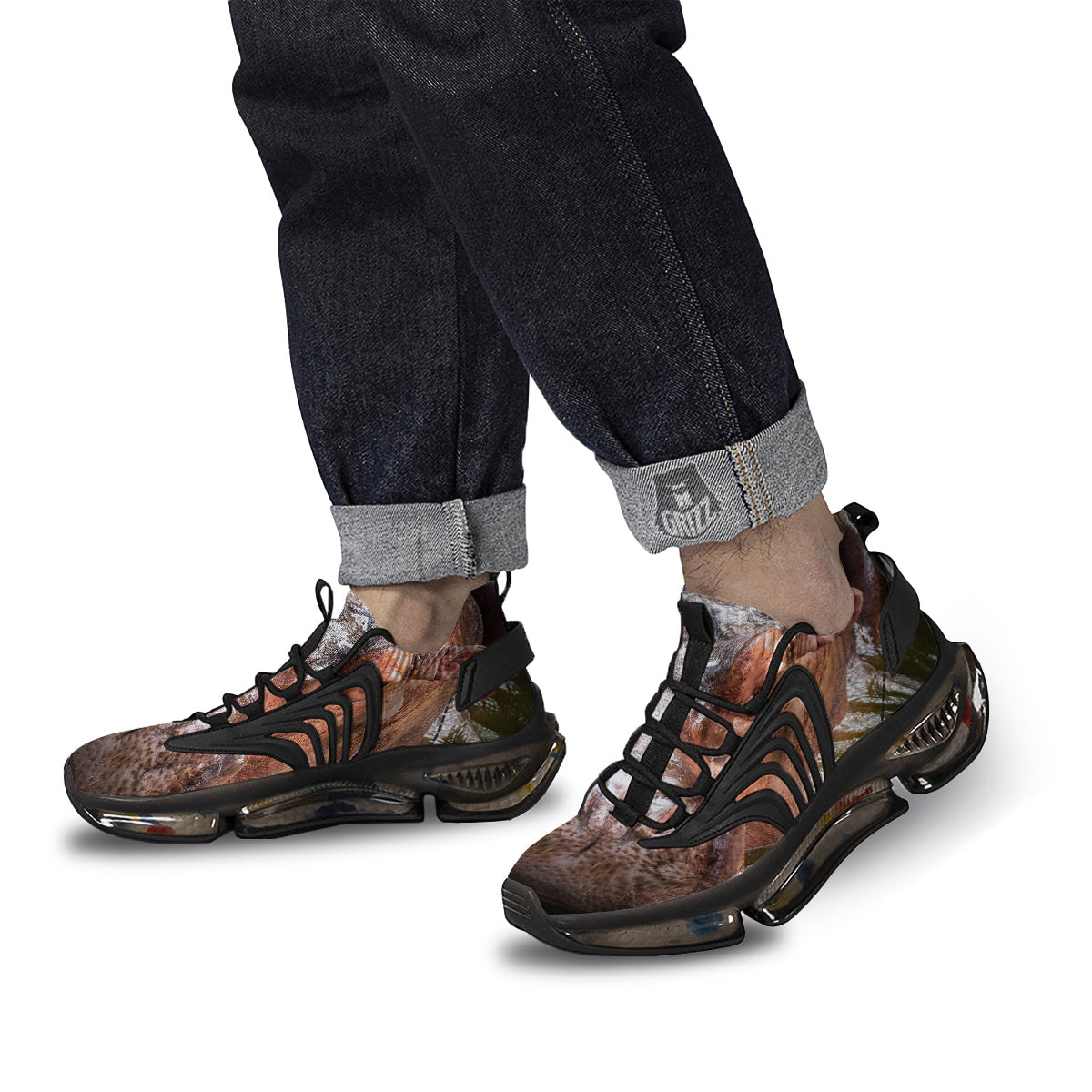 Portrait Hippo Print Black Gym Shoes-grizzshop