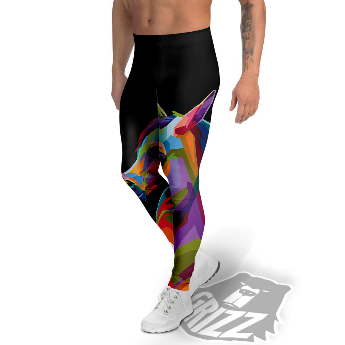 Portrait Horse Colorful Print Men's Leggings-grizzshop
