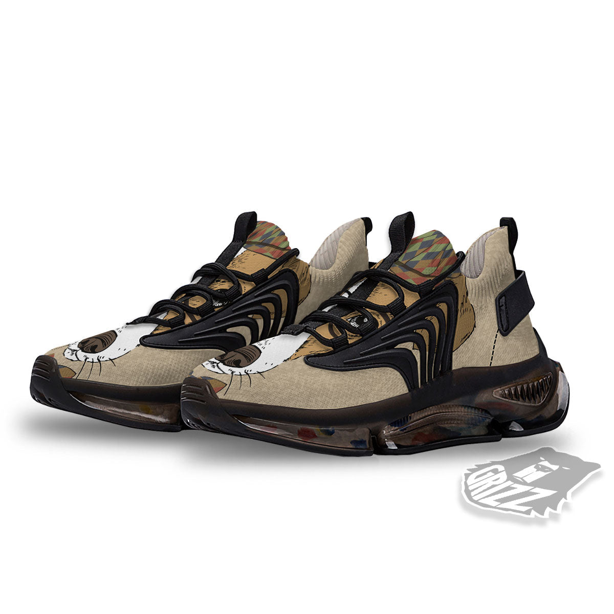 Portrait Jack Russell Terrier Print Black Gym Shoes-grizzshop