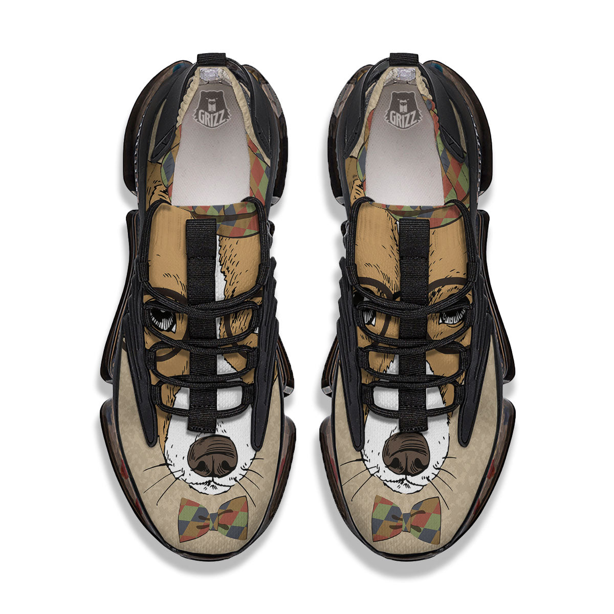 Portrait Jack Russell Terrier Print Black Gym Shoes-grizzshop
