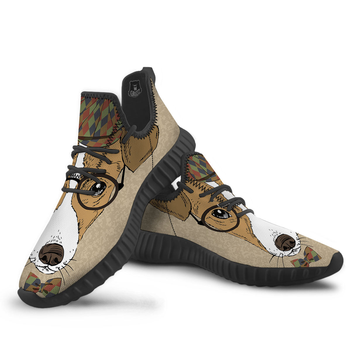 Portrait Jack Russell Terrier Print Black Walking Shoes-grizzshop