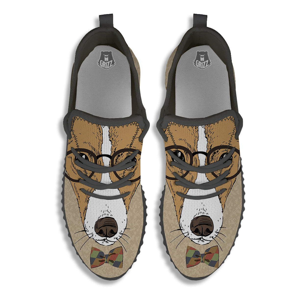 Portrait Jack Russell Terrier Print Black Walking Shoes-grizzshop