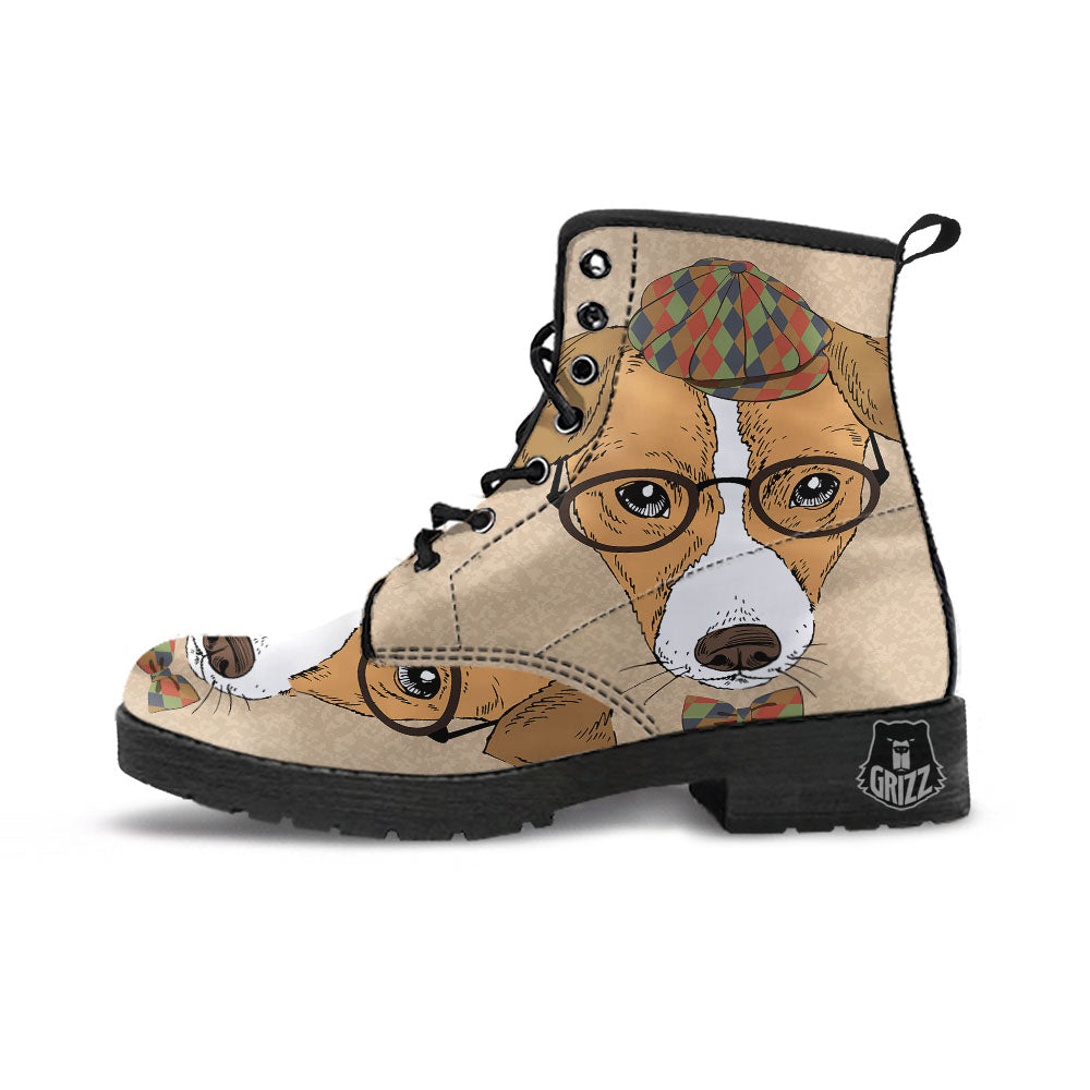 Portrait Jack Russell Terrier Print Leather Boots-grizzshop