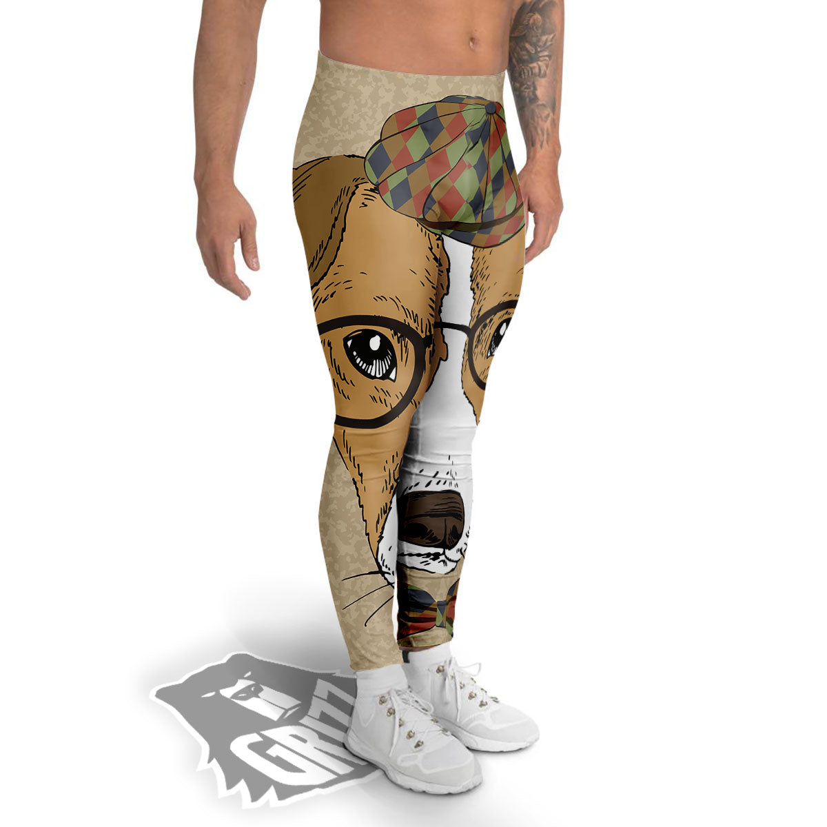 Portrait Jack Russell Terrier Print Men's Leggings-grizzshop