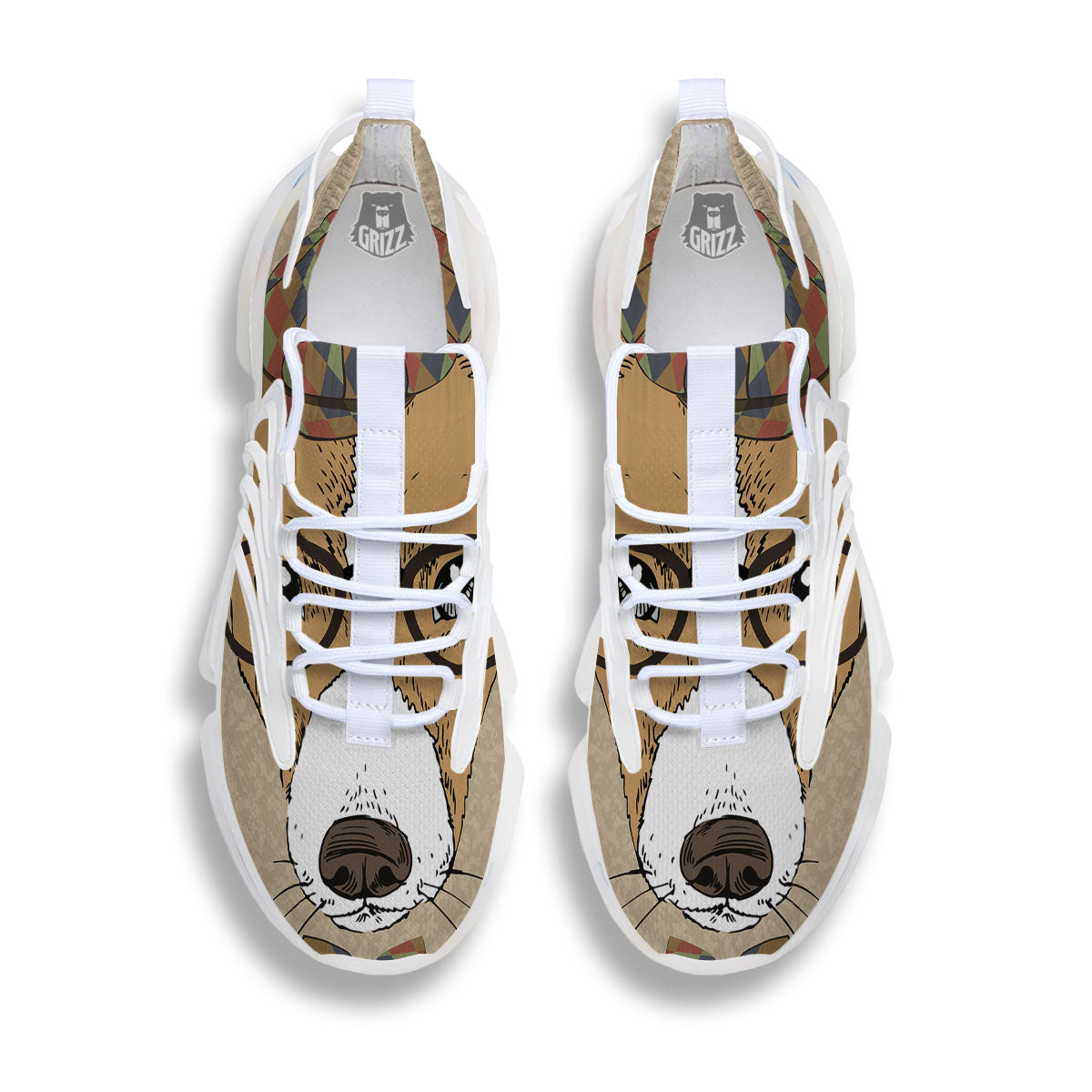Portrait Jack Russell Terrier Print White Gym Shoes-grizzshop