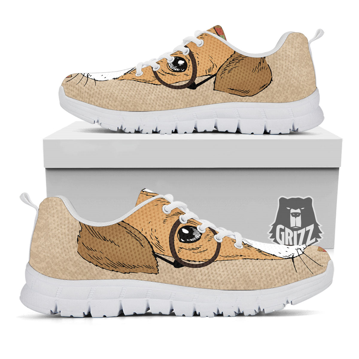 Portrait Jack Russell Terrier Print White Sneaker-grizzshop