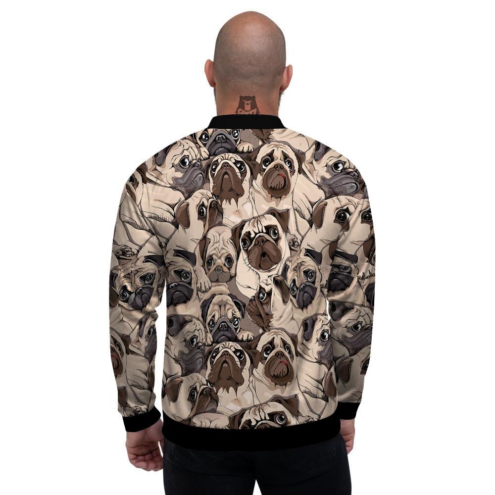 Portrait Pug Vintage Print Pattern Men's Bomber Jacket-grizzshop