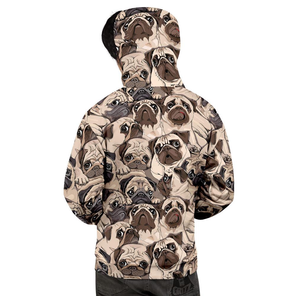 Portrait Pug Vintage Print Pattern Men's Hoodie-grizzshop