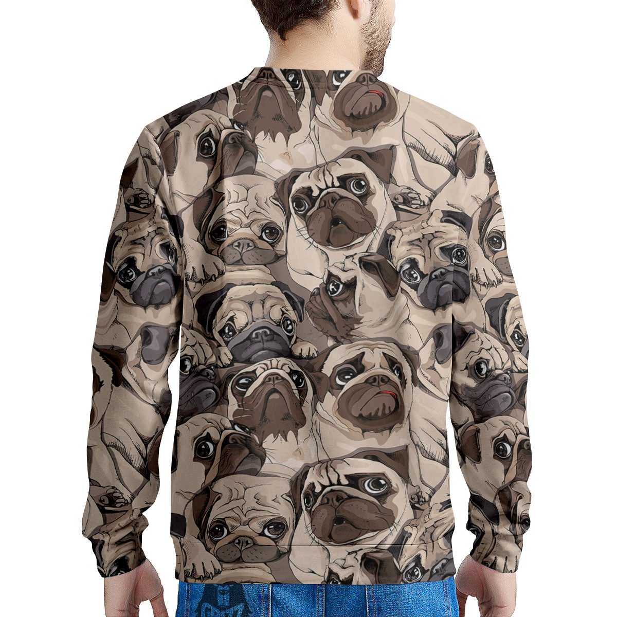 Portrait Pug Vintage Print Pattern Men's Sweatshirt-grizzshop