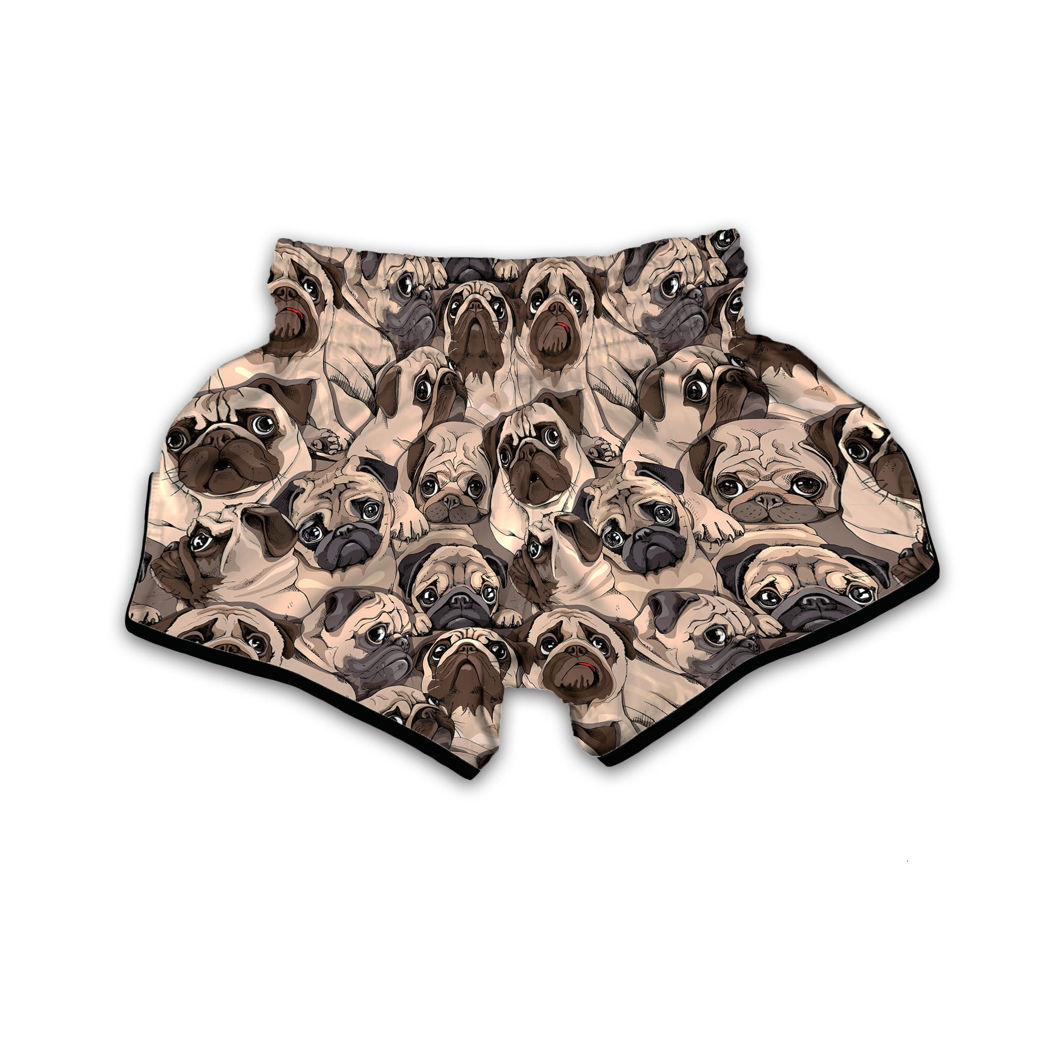 Portrait Pug Vintage Print Pattern Muay Thai Boxing Shorts-grizzshop