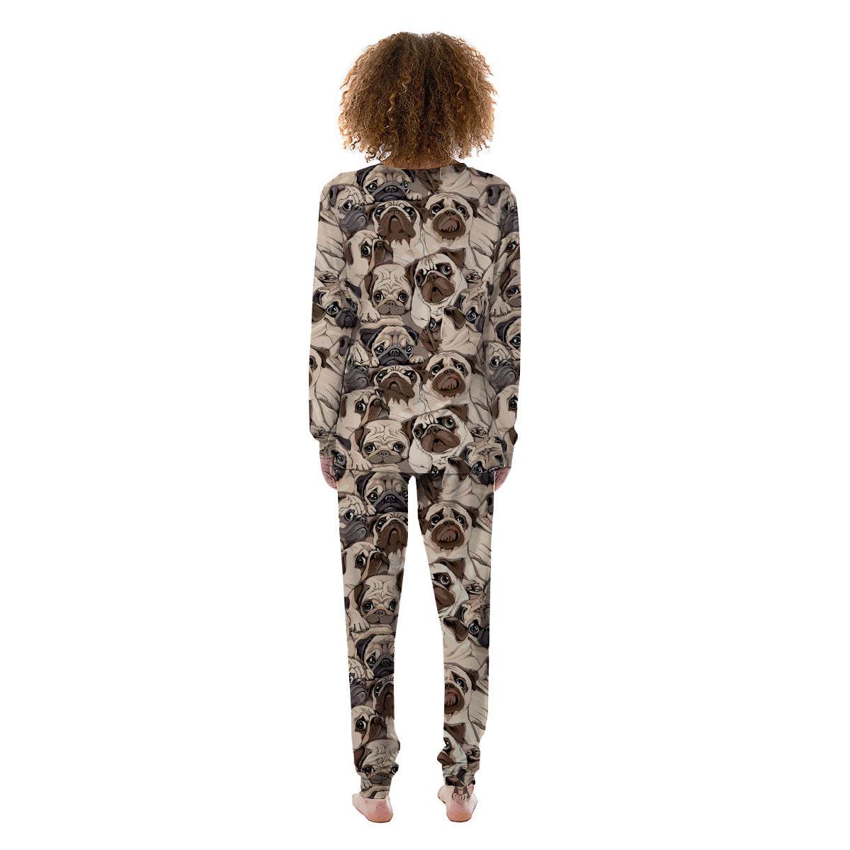 Portrait Pug Vintage Print Pattern Women's Pajamas-grizzshop