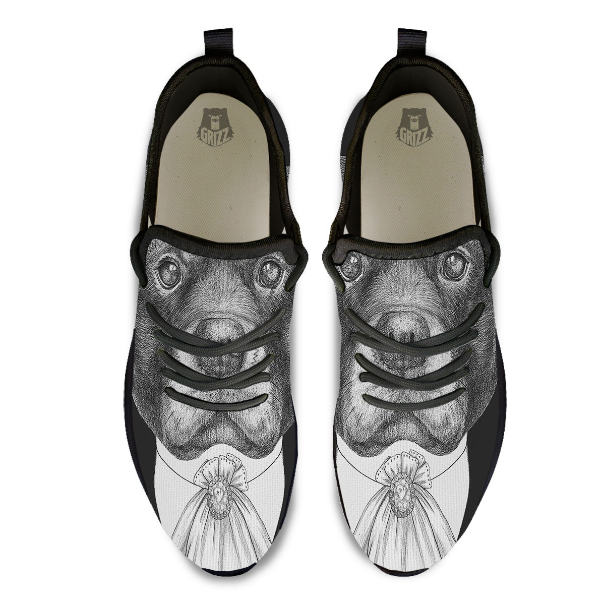 Portrait Rottweiler Vintage Print Black Athletic Shoes-grizzshop