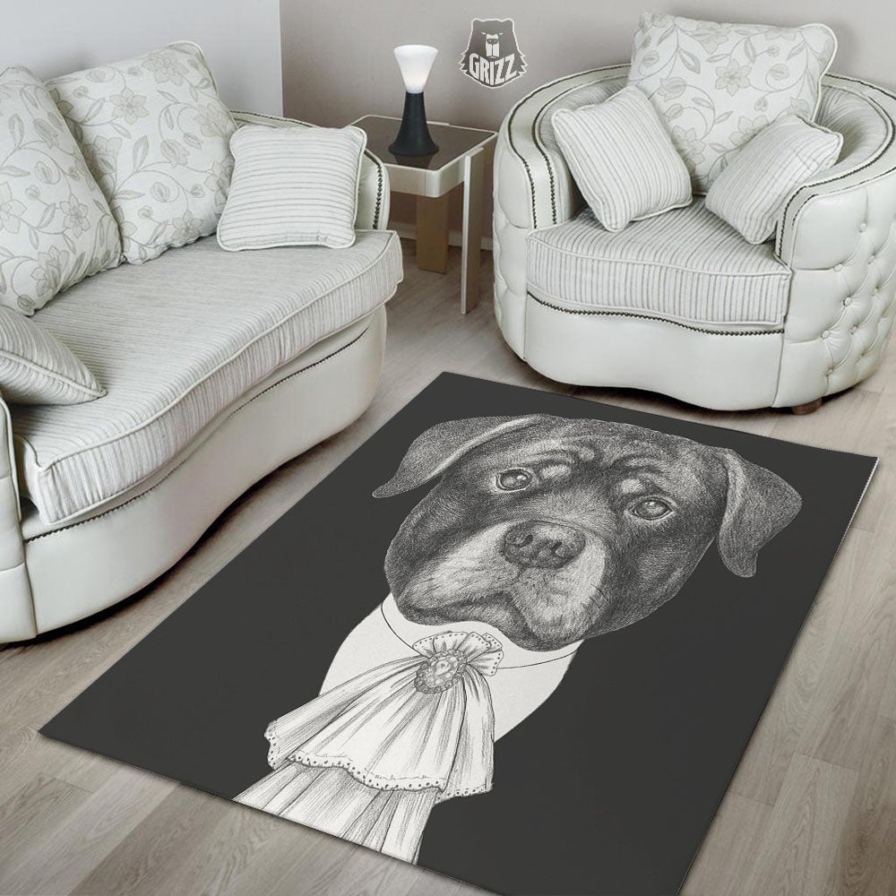 Portrait Rottweiler Vintage Print Floor Mat-grizzshop