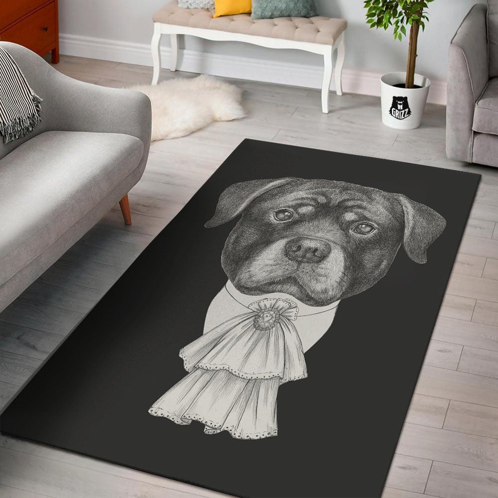 Portrait Rottweiler Vintage Print Floor Mat-grizzshop