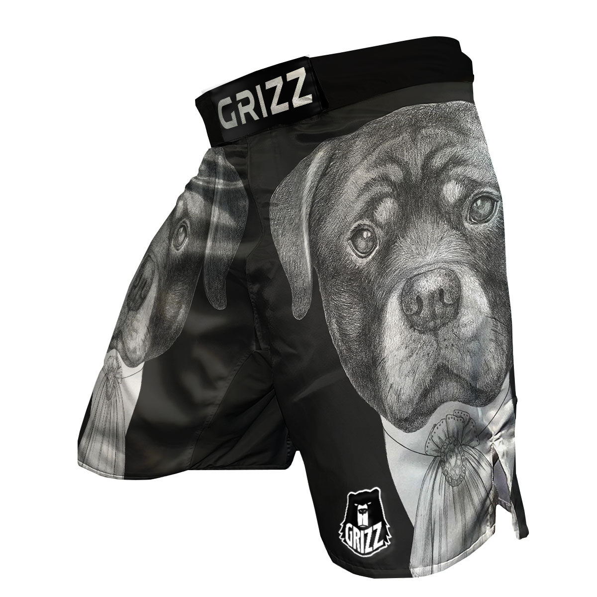 Portrait Rottweiler Vintage Print MMA Shorts-grizzshop