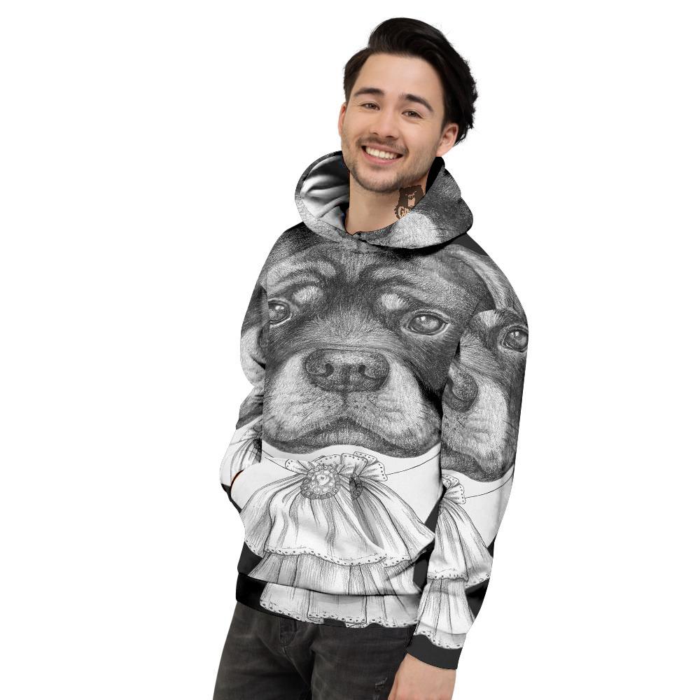 Portrait Rottweiler Vintage Print Men's Hoodie-grizzshop