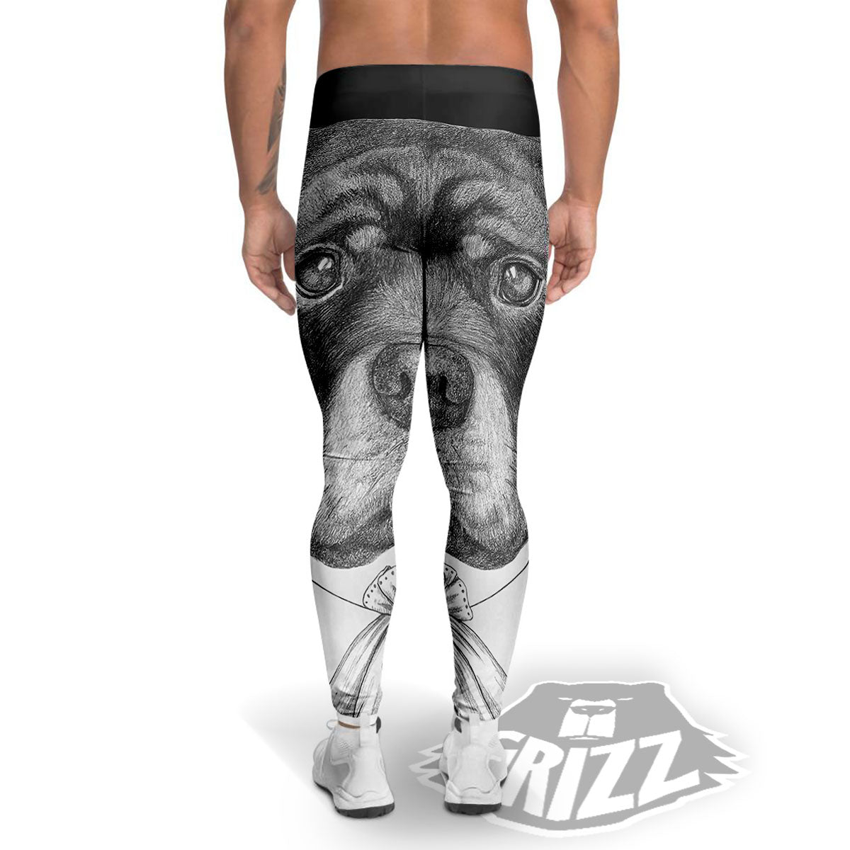 Portrait Rottweiler Vintage Print Men's Leggings-grizzshop