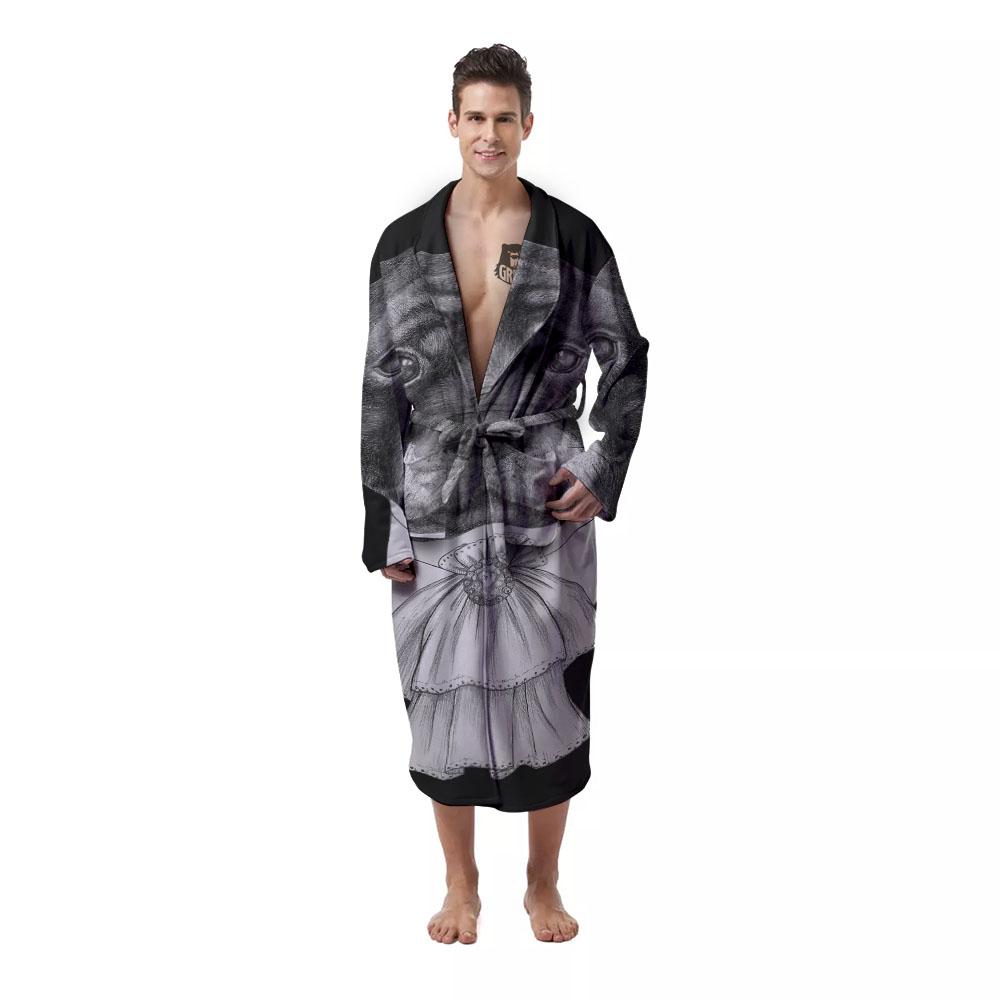 Portrait Rottweiler Vintage Print Men's Robe-grizzshop