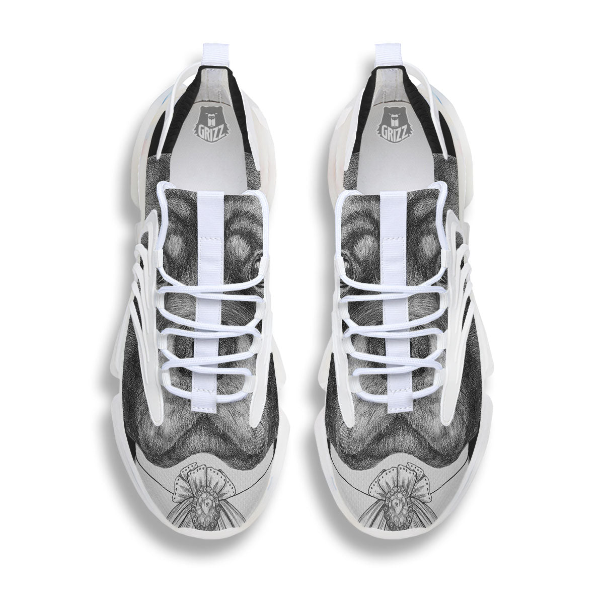 Portrait Rottweiler Vintage Print White Gym Shoes-grizzshop