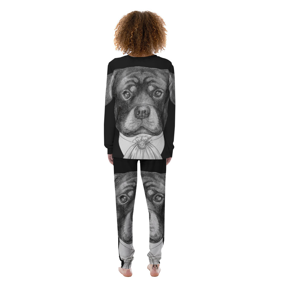 Portrait Rottweiler Vintage Print Women's Pajamas-grizzshop