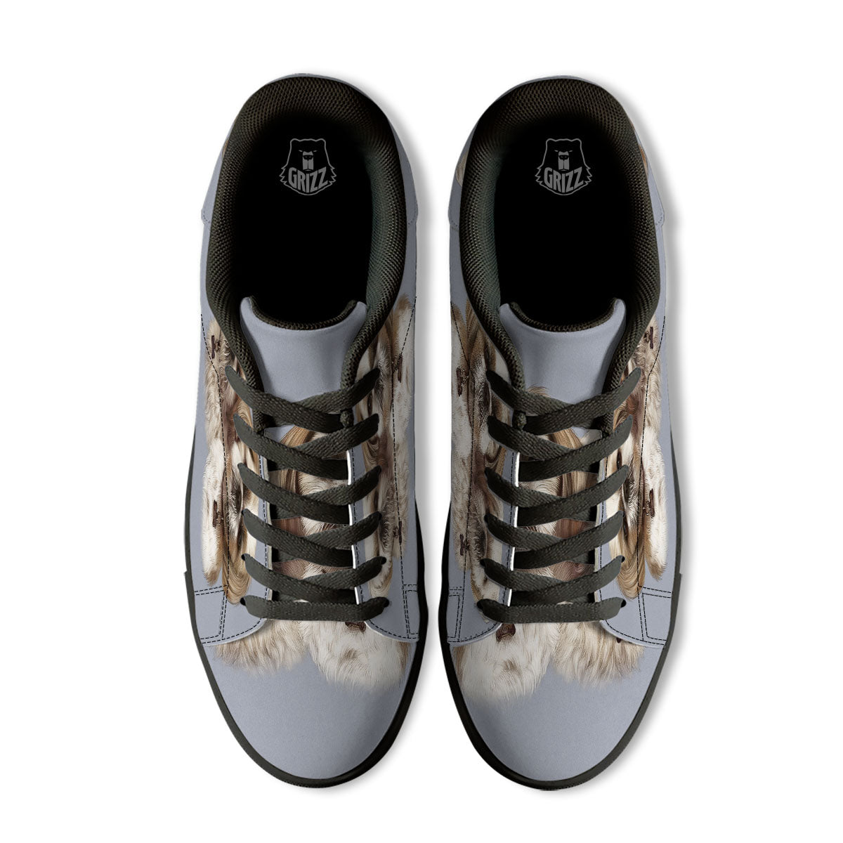 Portrait Shih Tzu Print Black Low Top Sneakers-grizzshop