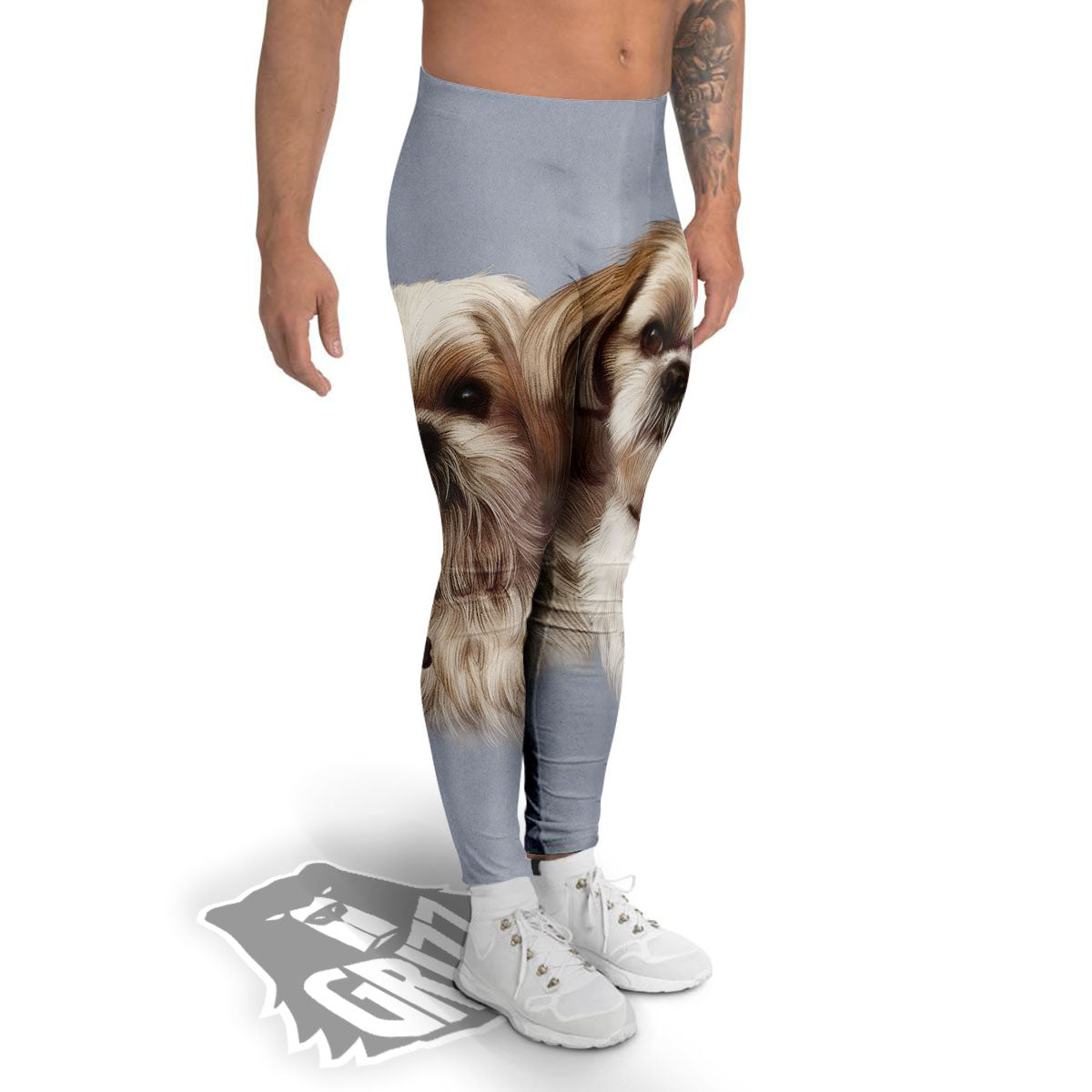 Portrait Shih Tzu Print Men's Leggings-grizzshop