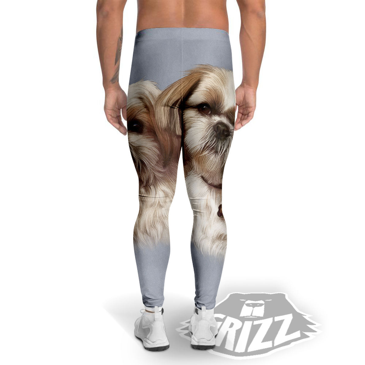 Portrait Shih Tzu Print Men's Leggings-grizzshop