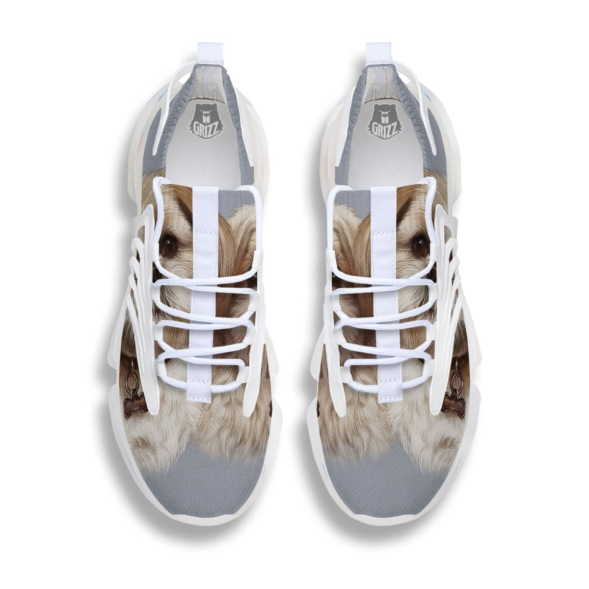 Portrait Shih Tzu Print White Gym Shoes-grizzshop