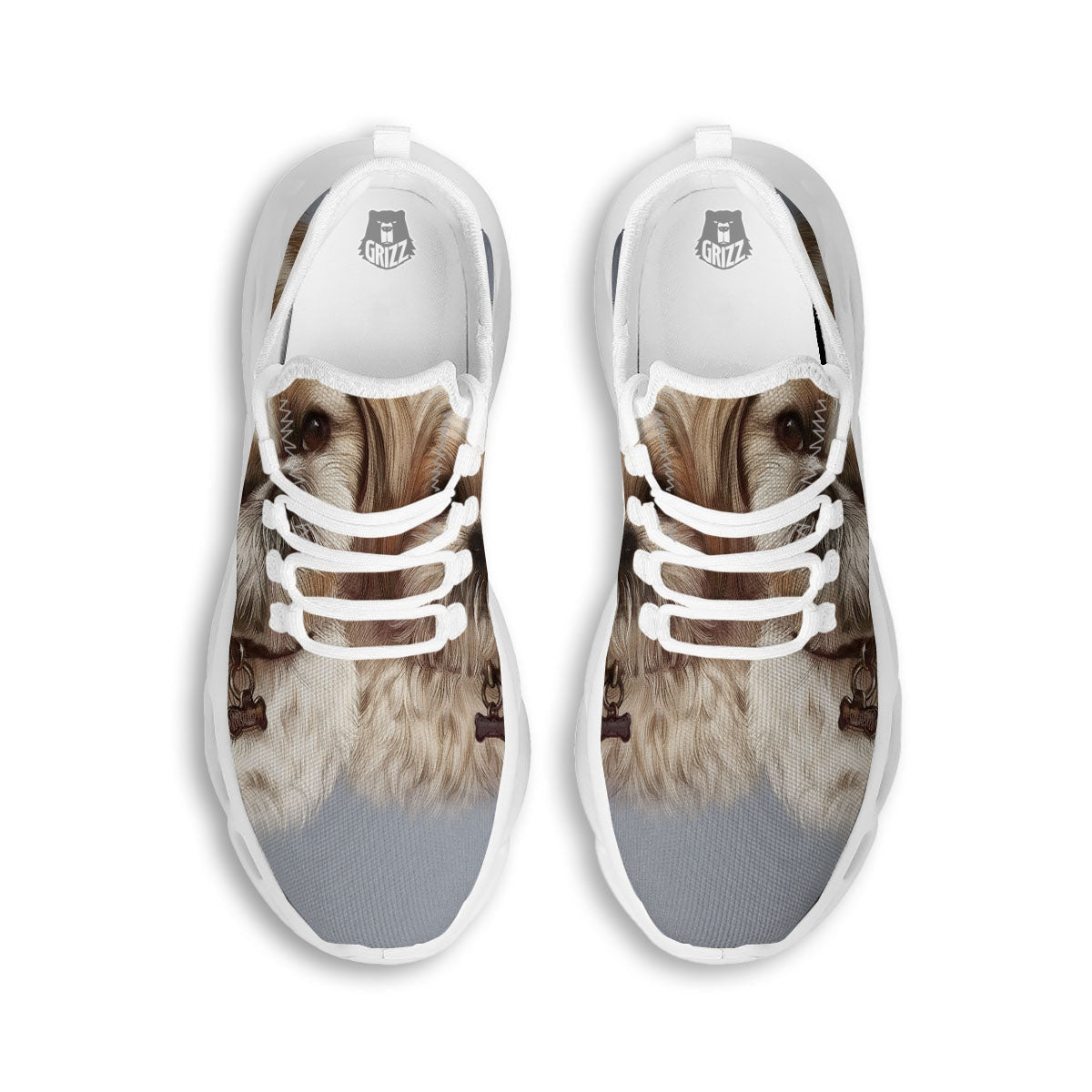 Portrait Shih Tzu Print White Running Shoes-grizzshop
