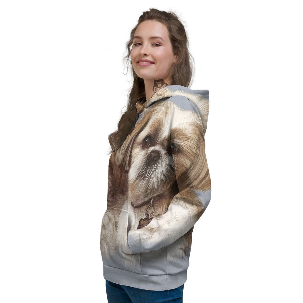 Portrait Shih Tzu Print Women's Hoodie-grizzshop