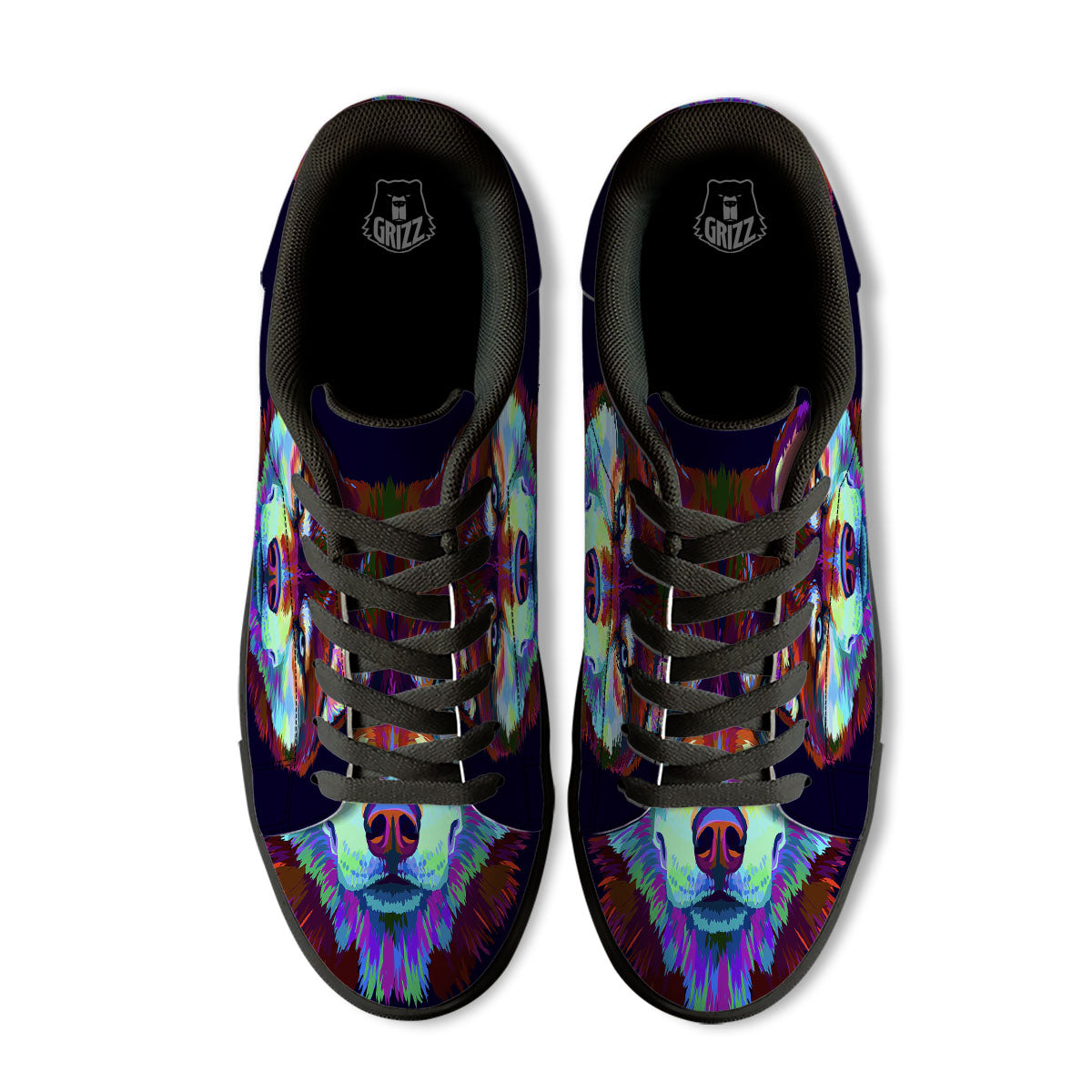 Portrait Siberian Husky Print Black Low Top Sneakers-grizzshop