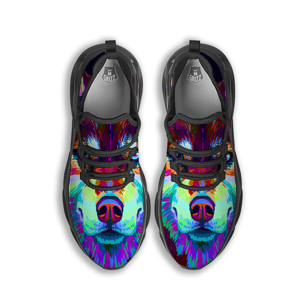 Portrait Siberian Husky Print Black Running Shoes-grizzshop
