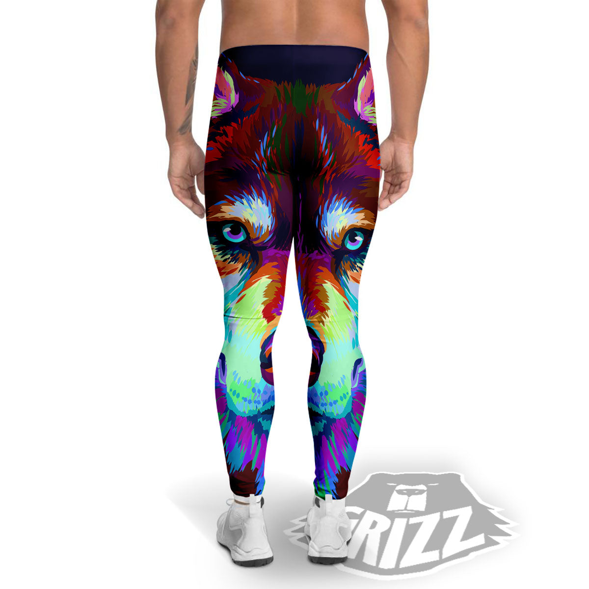 Portrait Siberian Husky Print Men's Leggings-grizzshop