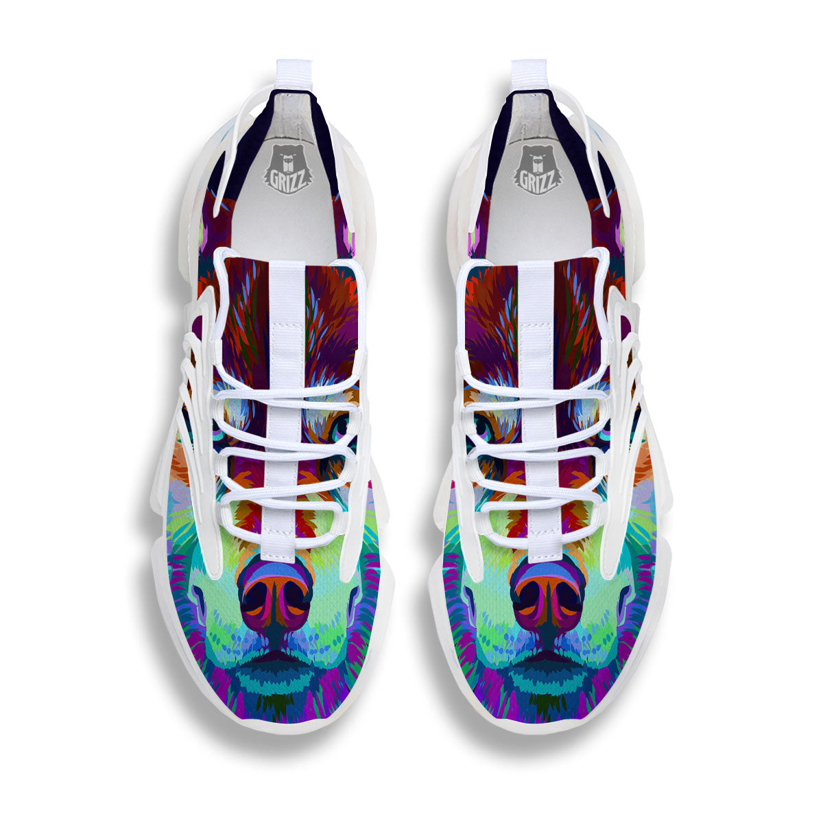 Portrait Siberian Husky Print White Gym Shoes-grizzshop