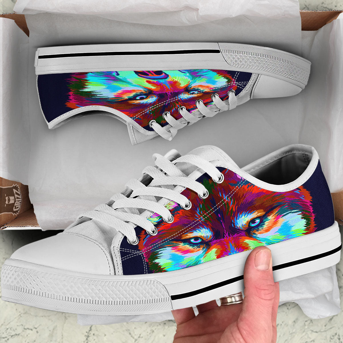 Portrait Siberian Husky Print White Low Top Shoes-grizzshop
